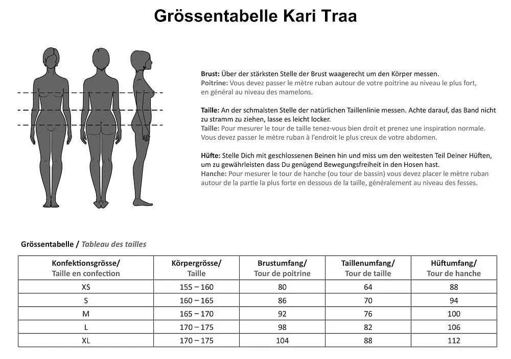 Kari Traa Size Chart